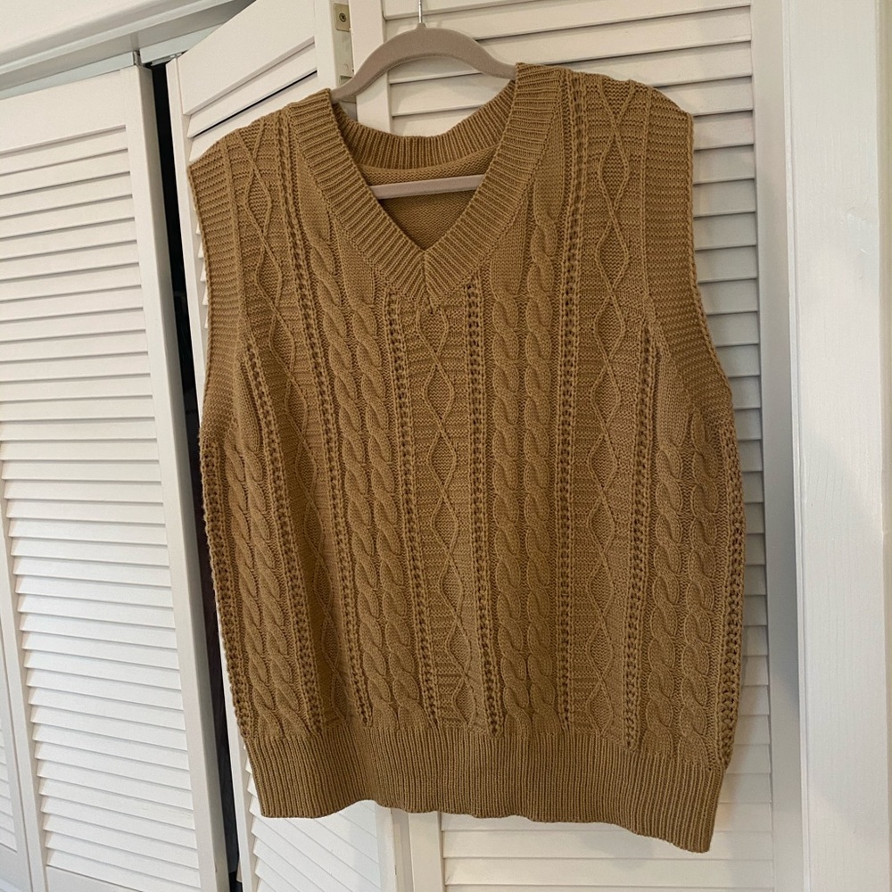 Brown cable sweater vest
